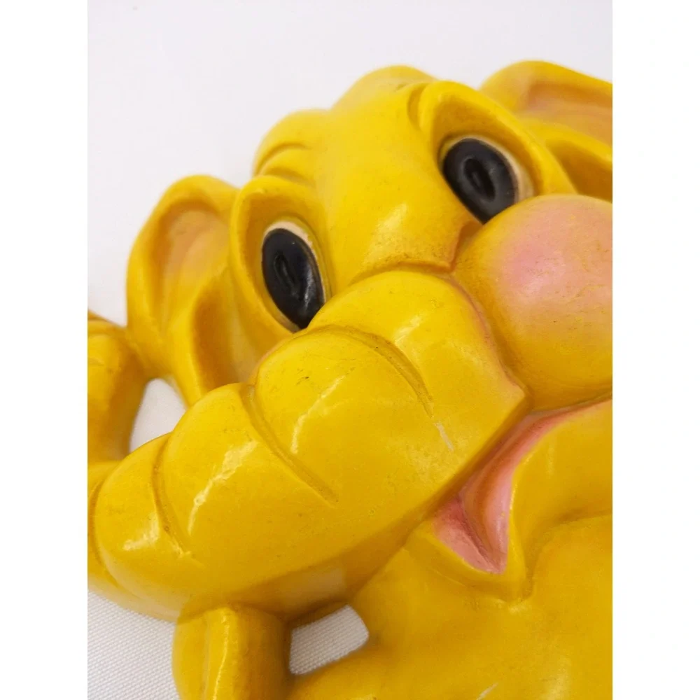 Homco Wall Plaques Yellow Vintage 1973 Elephant Nursery Decor Set of 2